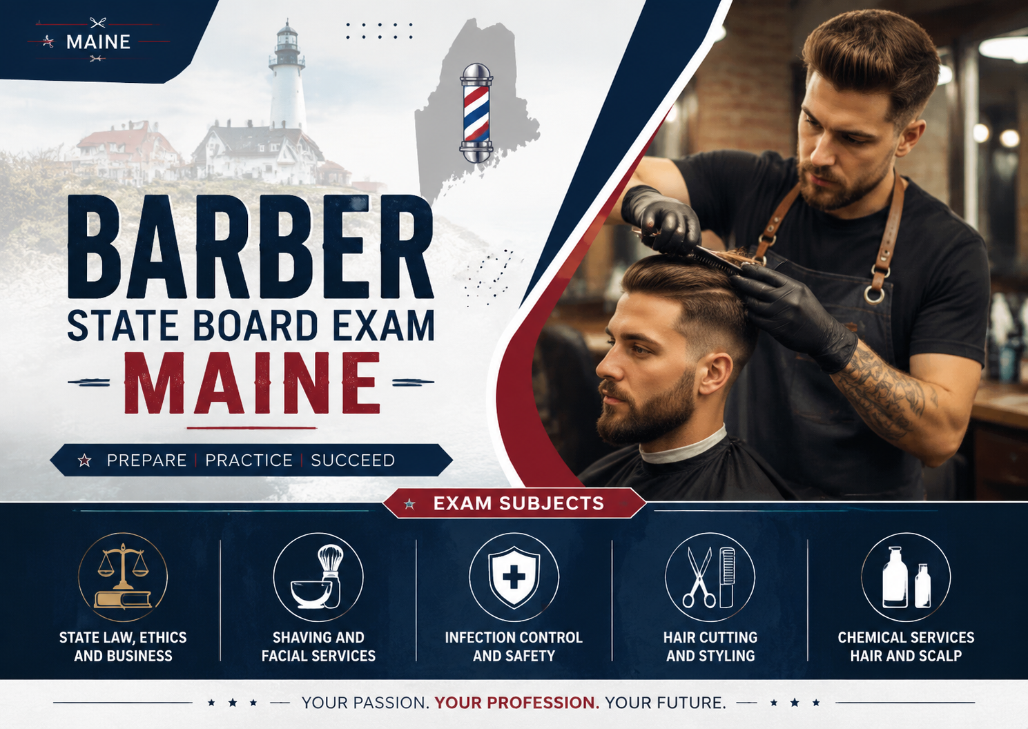Barber State Board exams-U.S maine