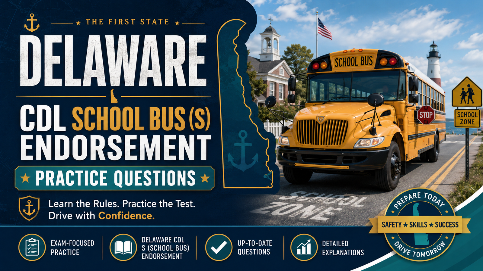 CDL School Bus (S) Endorsement Exam – U.S. Delaware