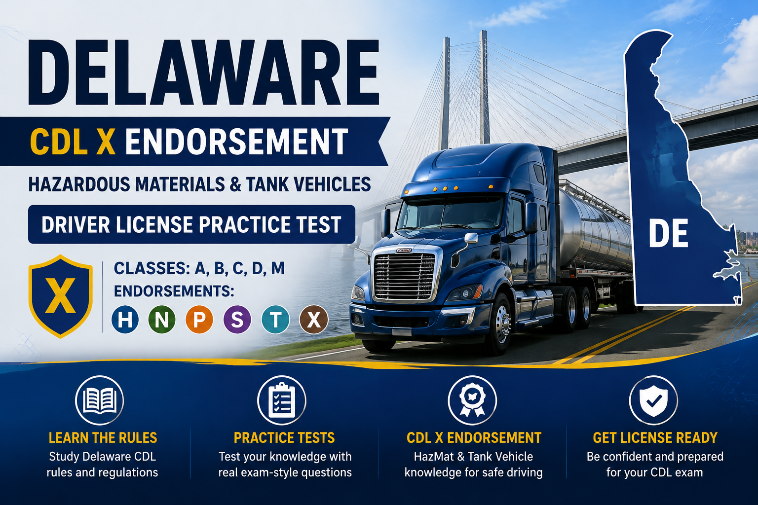 CDL Tank and HazMat (X) Endorsement Exam – U.S. Delaware