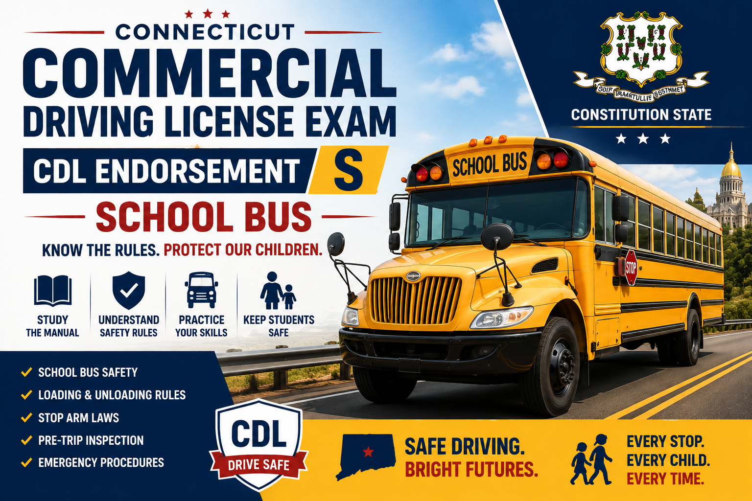 Driving License CDL Endorsement S Exam - U.S Connecticut