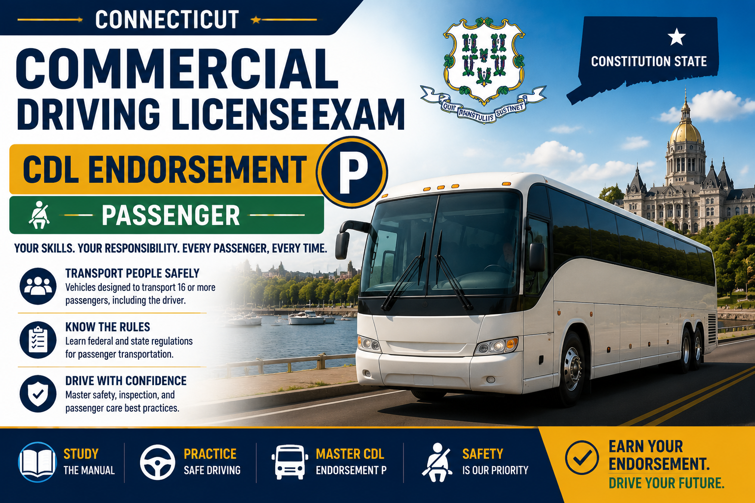 Driving License CDL Endorsement P Exam - U.S Connecticut