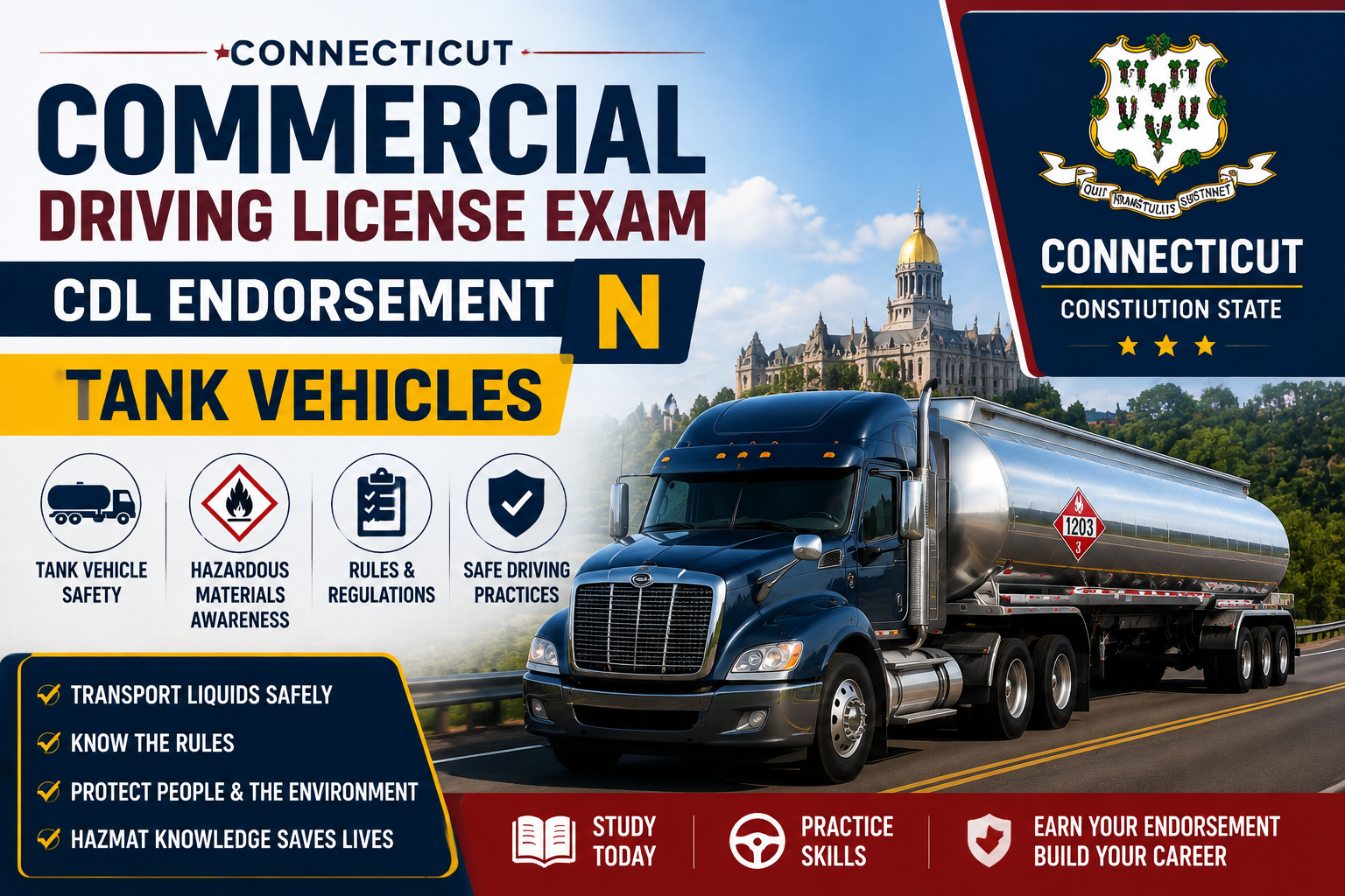 Driving License CDL Endorsement N Exam - U.S Connecticut