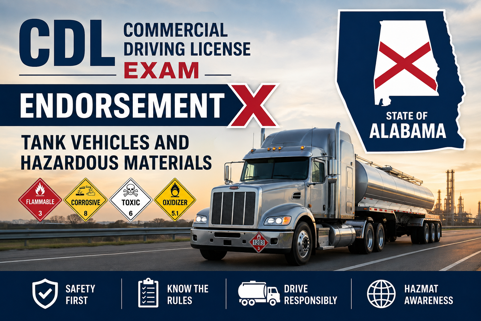 Driving License CDL Endorsement X Exam - U.S Alabama