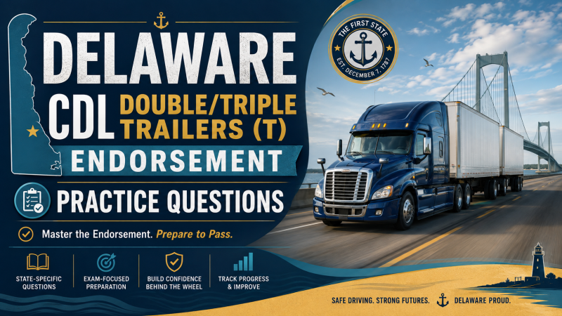 CDL Double/Triple Trailers (T) Endorsement Exam – U.S. Delaware