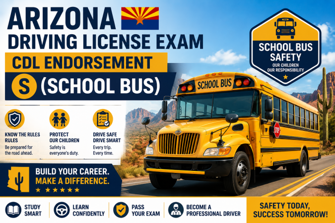Driving License CDL Endorsement S  Exam - U.S Arizona