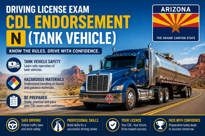 Driving License CDL Endorsement N Exam - U.S Arizona