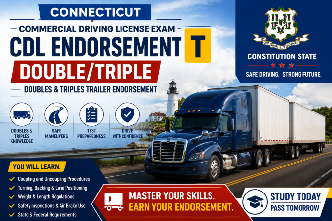 Driving License CDL Endorsement T Exam - U.S Connecticut
