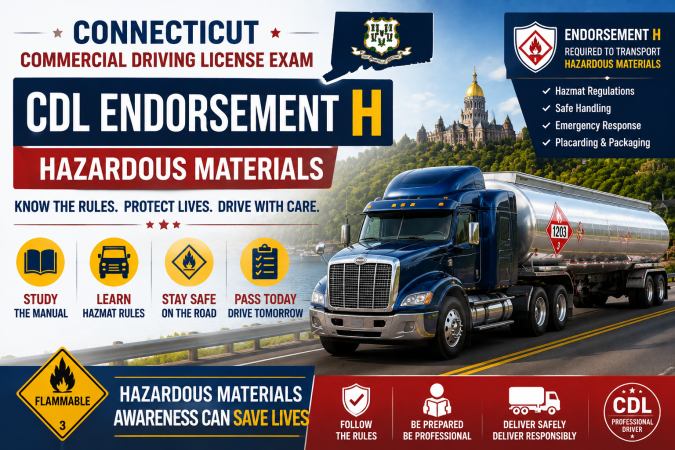 Driving License CDL Endorsement H Exam - U.S Connecticut