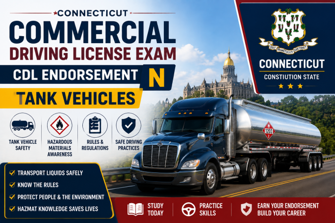 Driving License CDL Endorsement N Exam - U.S Connecticut
