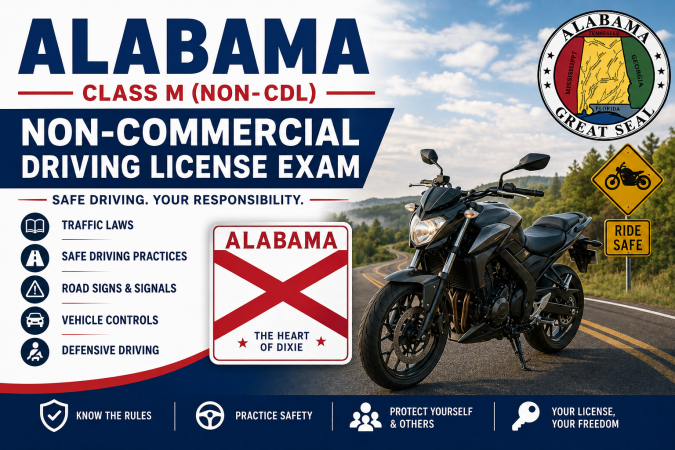 Driving License Class M ( Non - CDL ) Exam - U.S  Alabama